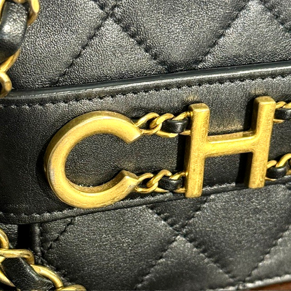 CHANEL Medium Quilted Logo Enchained Flap Bag Calfskin includes dustbag / box - Picture 8 of 16